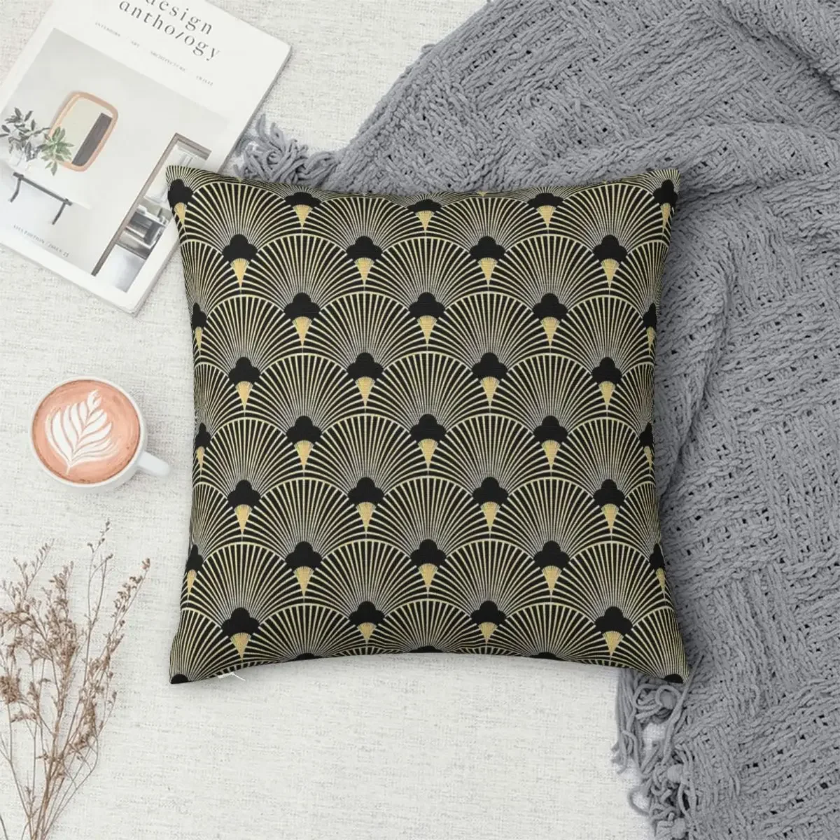 Fan Pattern Pillowcase Polyester Pillow Cover Cushion Comfort Throw Pillow Sofa Decorative Cushions Used for Bedroom Living Room