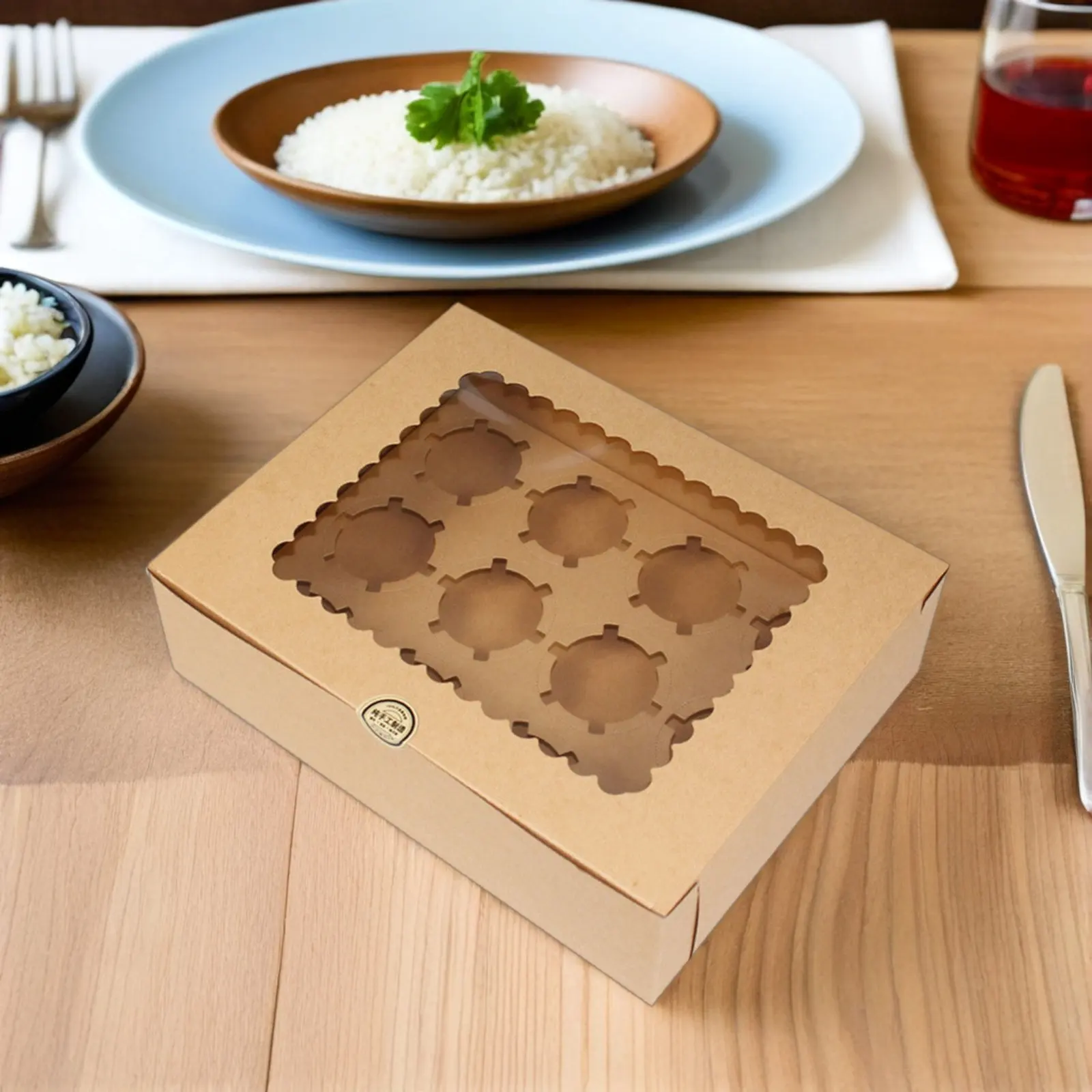 12-Cavity Windowed Cupcake Boxes Food-Grade Paperboard for 12 Cupcakes Muffins Portable Foldable Party Picnic Bakery Dessert