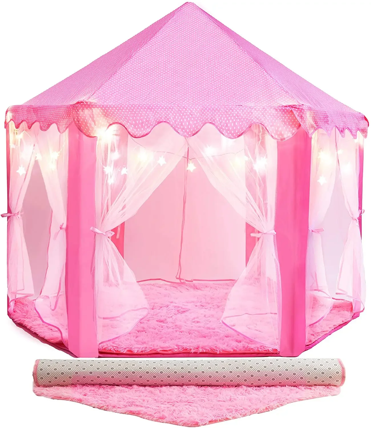 Tente tipi pliante portable pour enfants, maison de jeu, château de princesse rose, petite maison, fête, chambre d'enfant, jouet pour fille