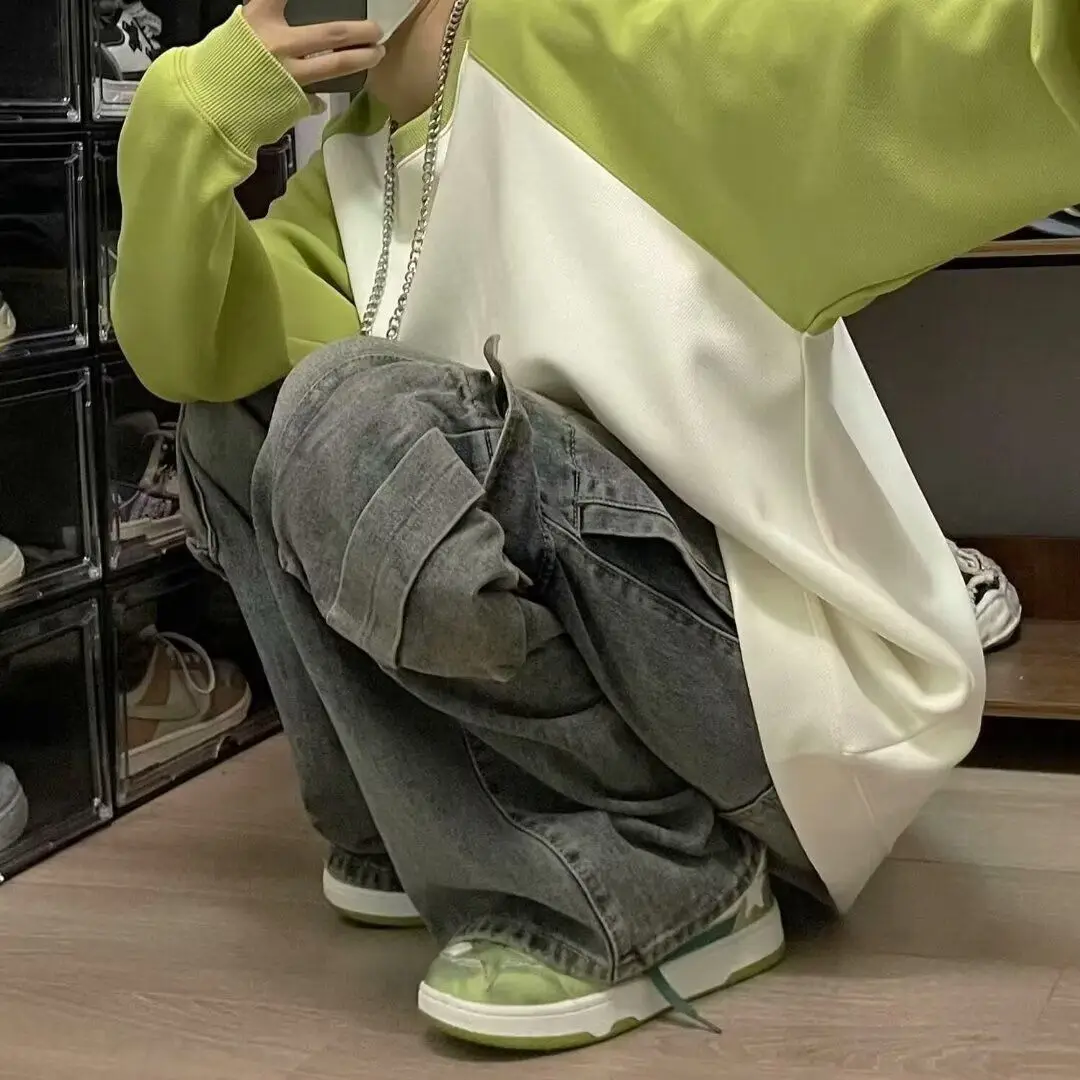 Amerikaanse retro werkkleding jeans heren lente herfst losse rechte pijpen wijde pijpen broek ontwerp high street lange broek