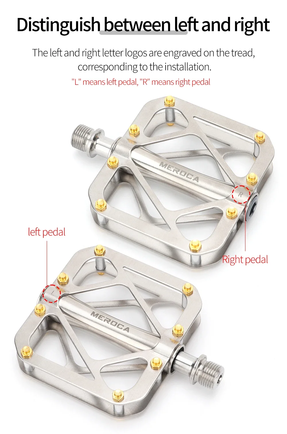 MEROCA Titanium Alloy Pedals Anti-Slip Bicycle Pedals Ultra-Light 3 Bearing Mountain Bike Universal Pedal bicycle accessories