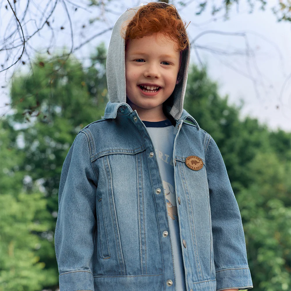 Dave Bella Denim Blue Jackets Hooded Autumn Children Boys Spring Coats Cowboy Clothes Outerwear Fashion Party Outdoor DB3263290