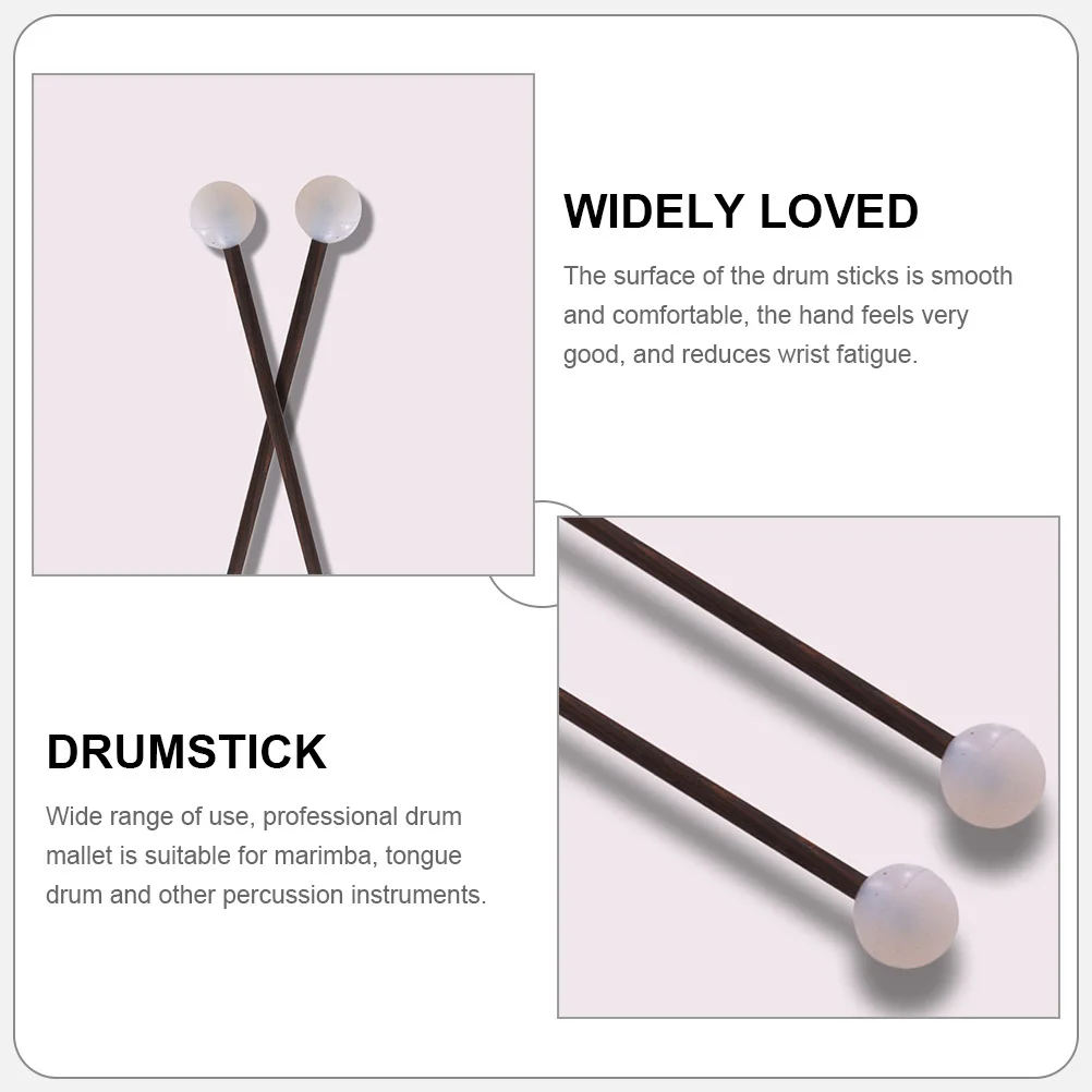 

2Pairs Exquisitely Crafted Tongue Drum Mallets Wooden Handle Percussion Mallets for Marimba Xylophone Reduce Wrist Fatigue