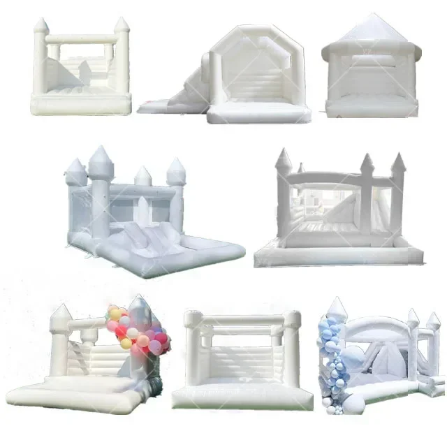 16'x16' inflatable white bounce house castle with pool Large Ball Pool and Jump Space 3in1 Bouncey House for Kids