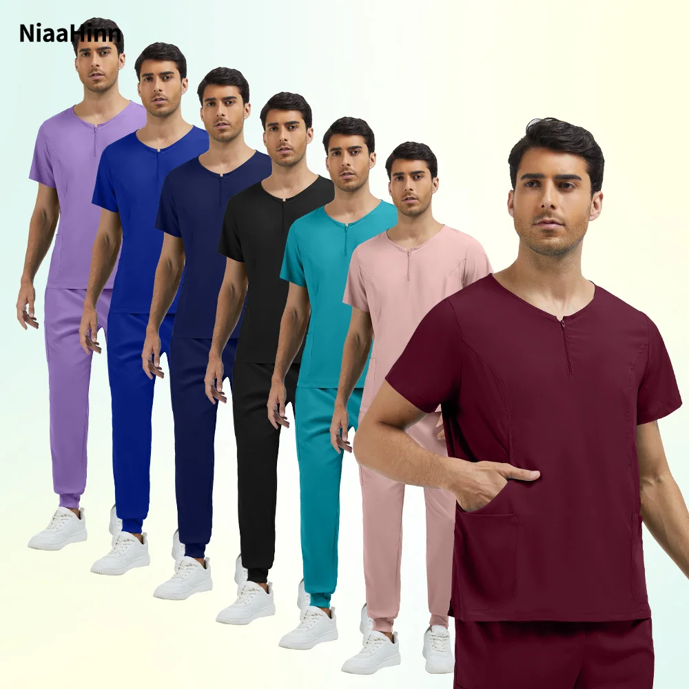 니아힌 애완동물 병원 간호사 유니폼 세트 의사 수술복 상의와 바지 세트 유니폼 간호사 액세서리 뷰티 스파 유니폼