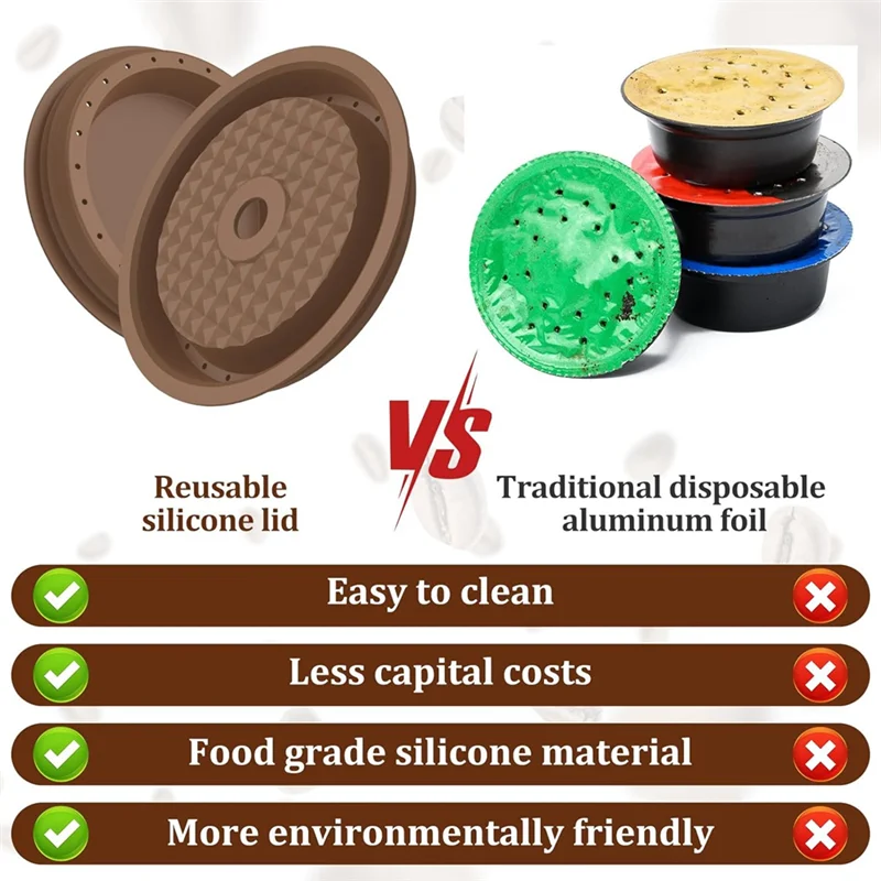

Stable-2Pcs Reusable Coffee Capsule Lids For Nespresso, Refillable Vertuo Coffee Capsules Discs With Aluminum Foil Easy Install