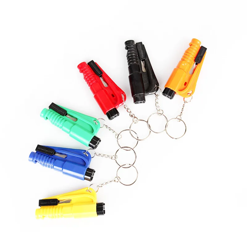 1Pc 3-in-1 Car Keychain Safety Hammer Glass Window Broken Breaker Seat Belt Cutter Compact Emergency Hammer Escape Rescue Tool view 2