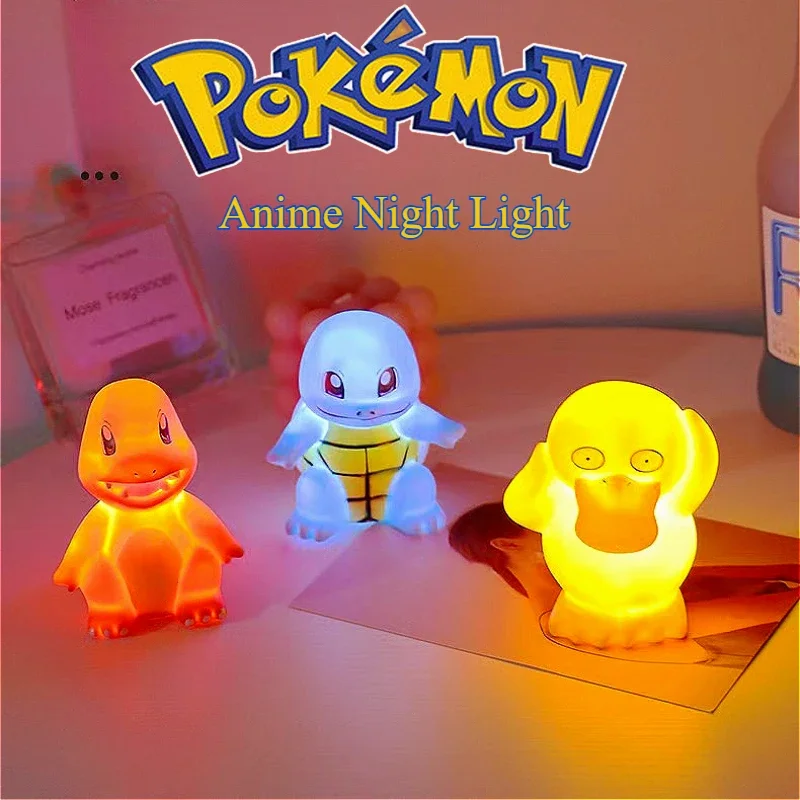 Pokemon Pikachu Night Light Creative Anime Character Modeling Accessories Female Student Kawaii Bedroom 3D Table Lamp Toy Gift