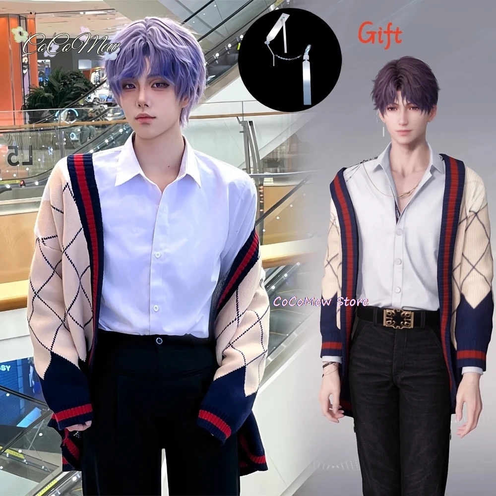 Game Love And Deepspace Rafayel Cosplay Costume Adult Unisex Qiyu Sweater Asymmetric Cardigan Warm Coat Clothes