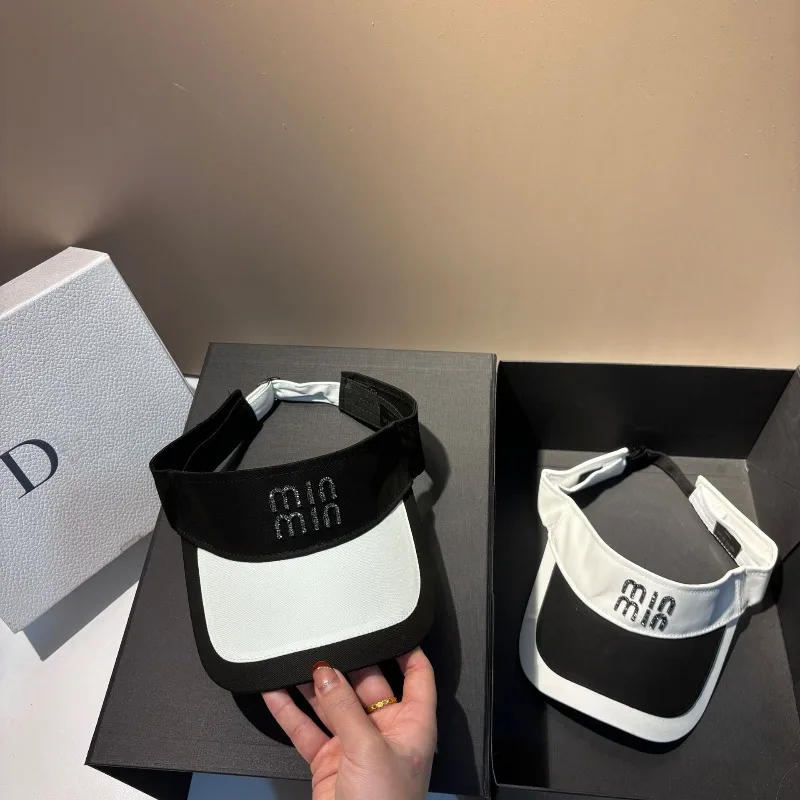 

Летняя UPF50 + черно-белая шляпа с бриллиантами, женская легкая дышащая солнцезащитная кепка для спорта на открытом воздухе, регулируемая, бесплатная доставка ​ ​