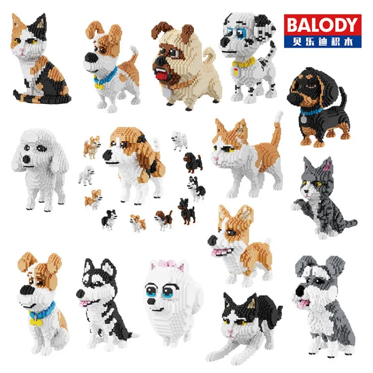 Balody Diamond Micro Particle Creative DIY Toy Toy Building Block Macdog Buddy Dog Husky Kirky Schnauzer Children's Toy Gift