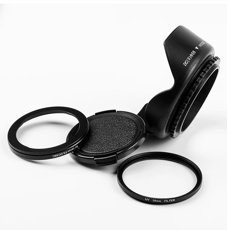 Anillo adaptador de filtro de lente de cámara de 58mm, FA-DC58C, UV, capucha y tapa de lente para Canon PowerShot G1X