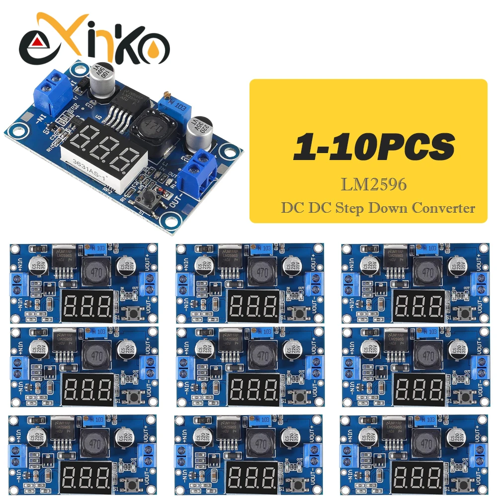5/10szt LM2596 DC DC Step Down Converter Regulator napięcia Wyświetlacz LED Woltomierz 4.0~40 do 1.3-37V Adapter Buck Regulowana moc