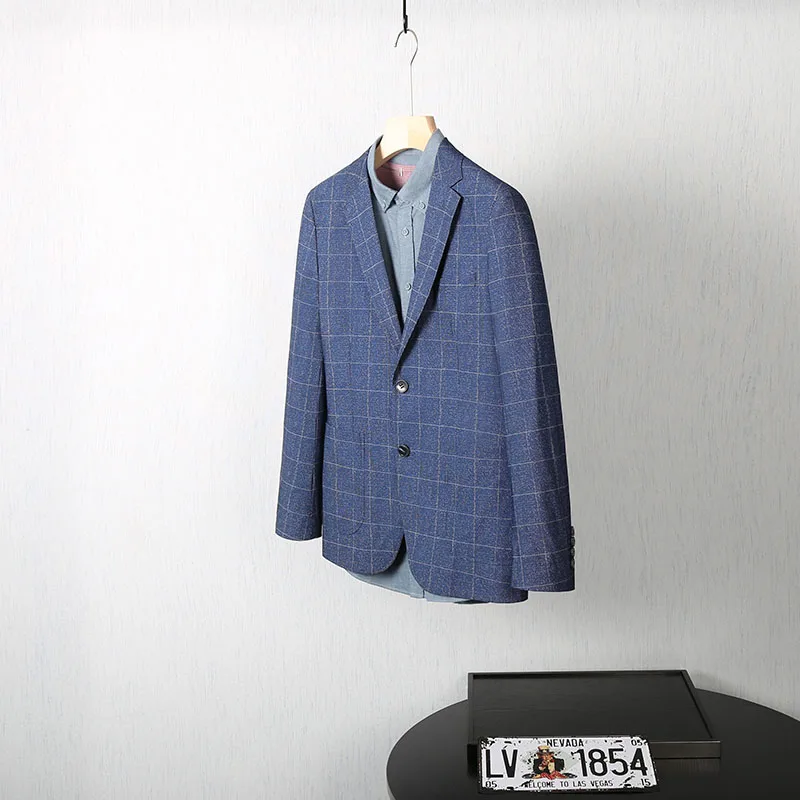 ربيع رقيقة عادية الرجال منقوشة irt Jaet الوقوف صالح Busin عادية طويلة Sve Faion الحضرية Sle الشباب الربيع ملابس خارجية