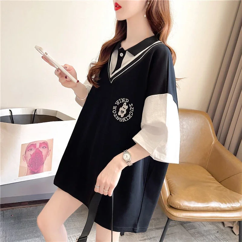 Y2k أزياء الصيف الزي قصيرة الأكمام فضفاضة الرقبة تي شيرت للنساء الكورية نمط الملابس الجديدة الجمالية امرأة زر التي شيرت #6
