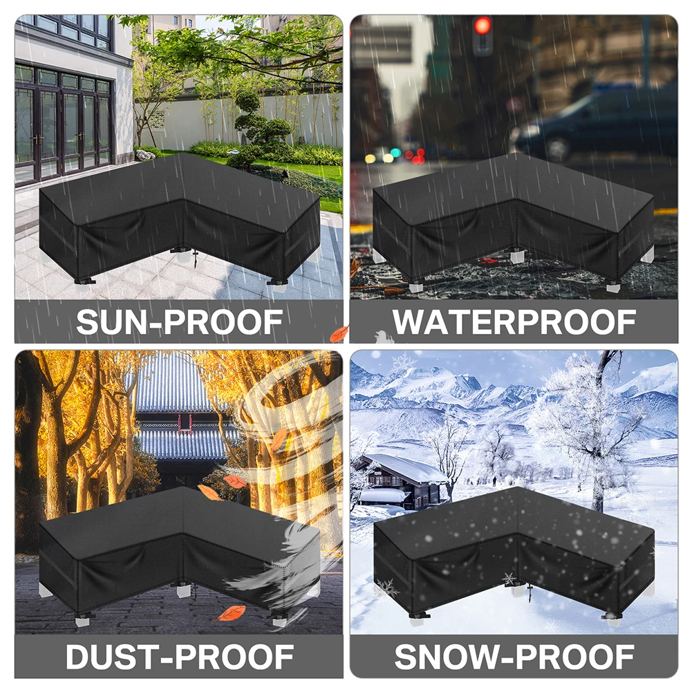 Patio L-Shaped Sofa Lounger Cover Waterproof Heavy Duty Outdoor Garden Sectional Couch Furniture Cover Protector Easy-Going