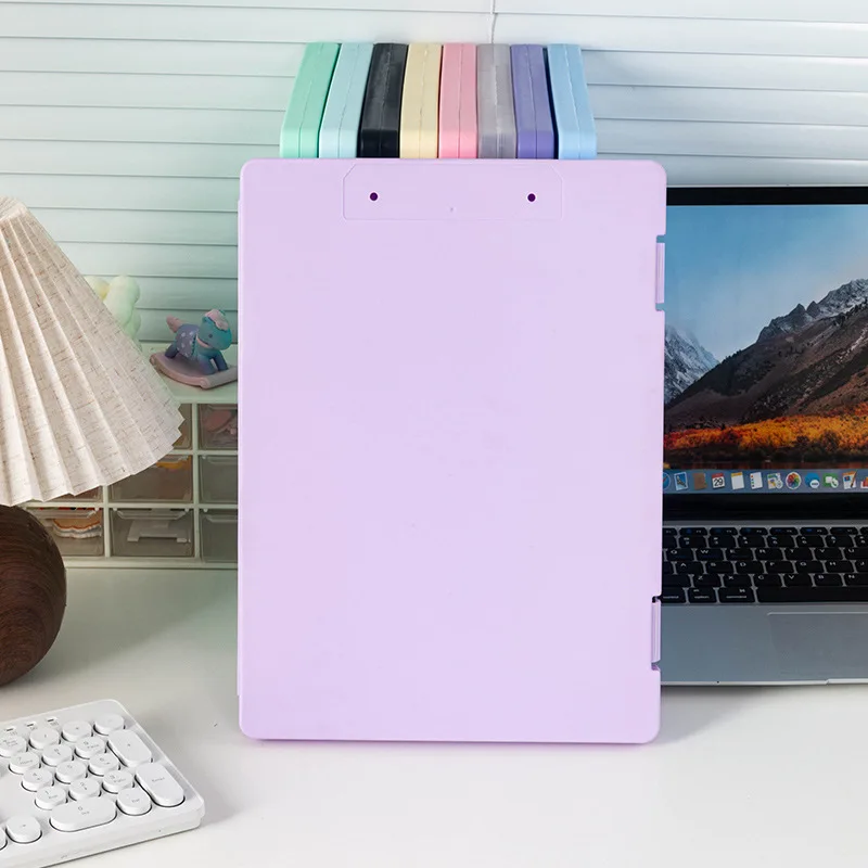 Ins-style Morandi Color Dormitory Storage File Box, A4 Transparent Document Box, PP Plastic Cosmetic Stationery Box