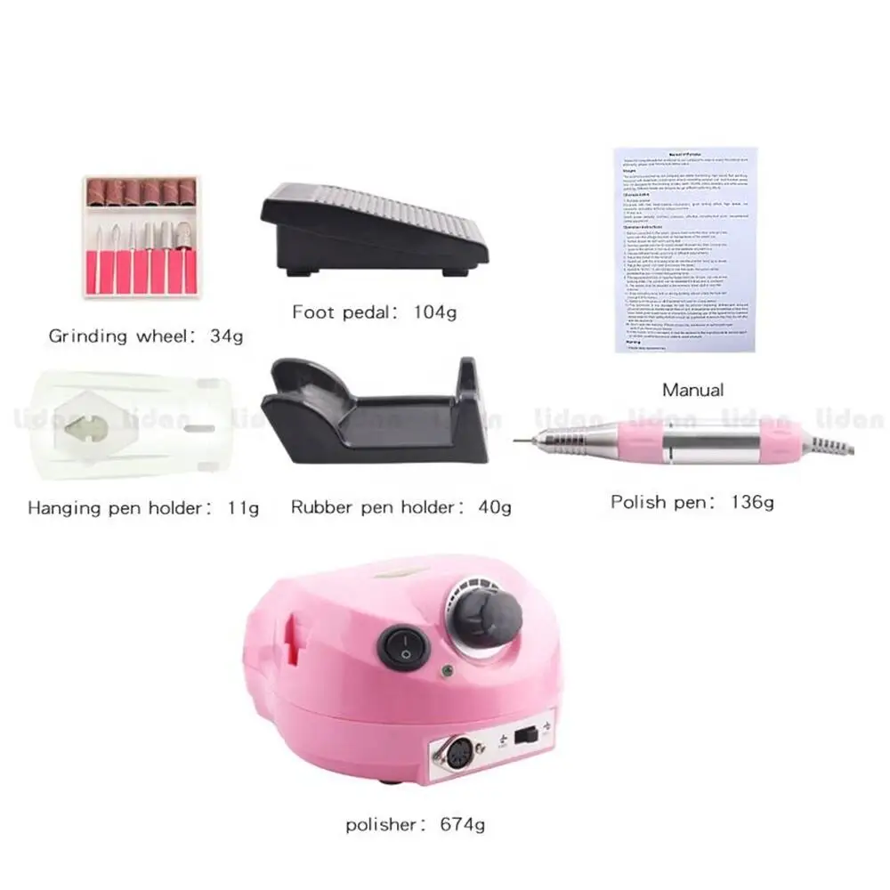 JIN PAI DM-202 Electric Nail Art Drill File Manicure Pedicure Machine Nail Drill Machine 25000rmp Steel Nail Polishing Machine