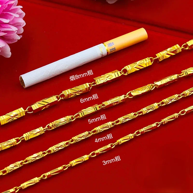 Orginal Gold Color Bamboo Necklace for Women Men Neckalces Chain Valentine's Day Wedding Engagement Fine Jewelry Not Fade