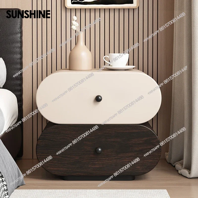 

medieval solid wood bedside table rounded corners modern simple household bedroom bedside storage cabinet