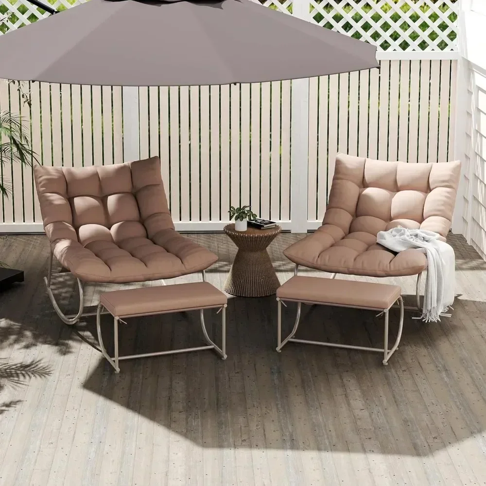 

Rocking Chair Outdoor Set of 2, Extra Wide Outdoor Chair with Cushion, Patio Rocking Chairs with Ottoman, Outdoor Rocking Chairs