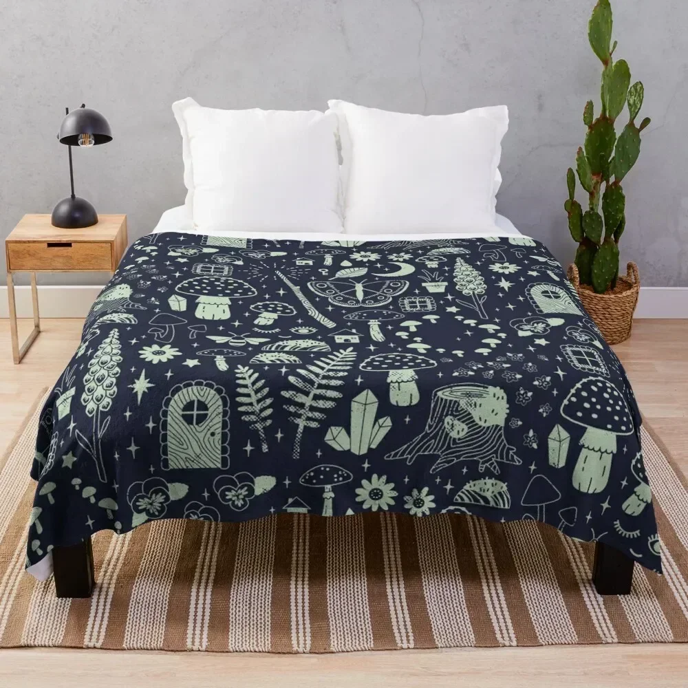 

Fairy Garden: Midnight Throw Blanket Breathable Lightweight Blanket for Adults Kids