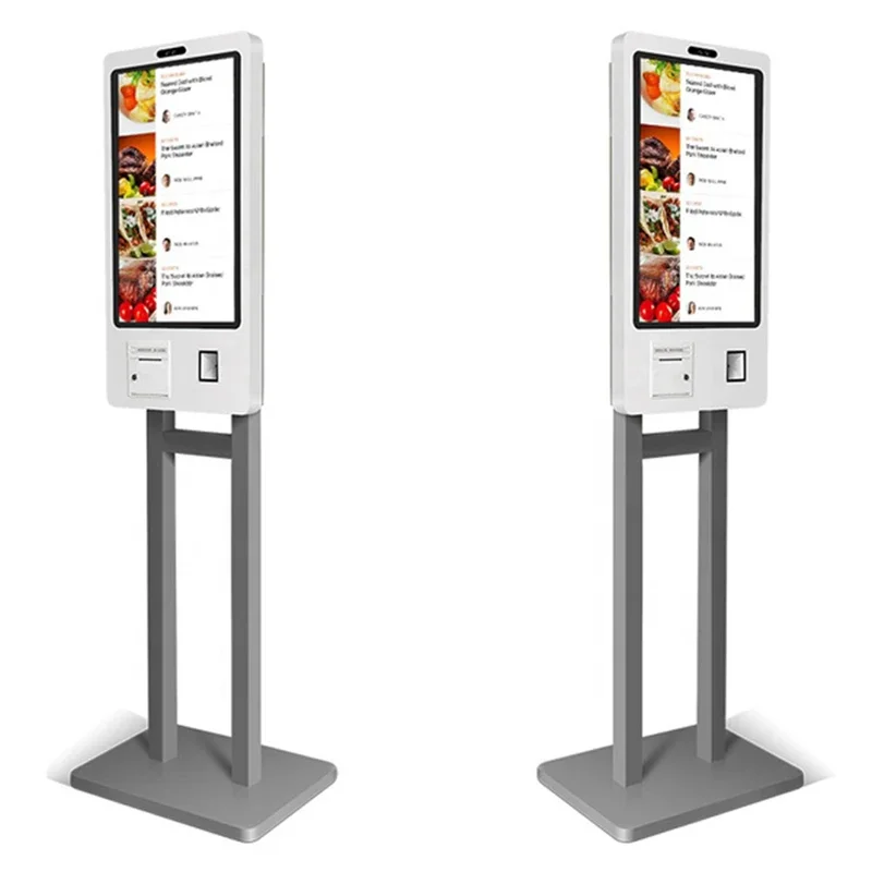 32 Inch Staande Self-Service Service Kiosk Met 80Mm Thermische Printer, Barcodelezer, Kaartlezer Optioneel, Software Niet Inbegrepen