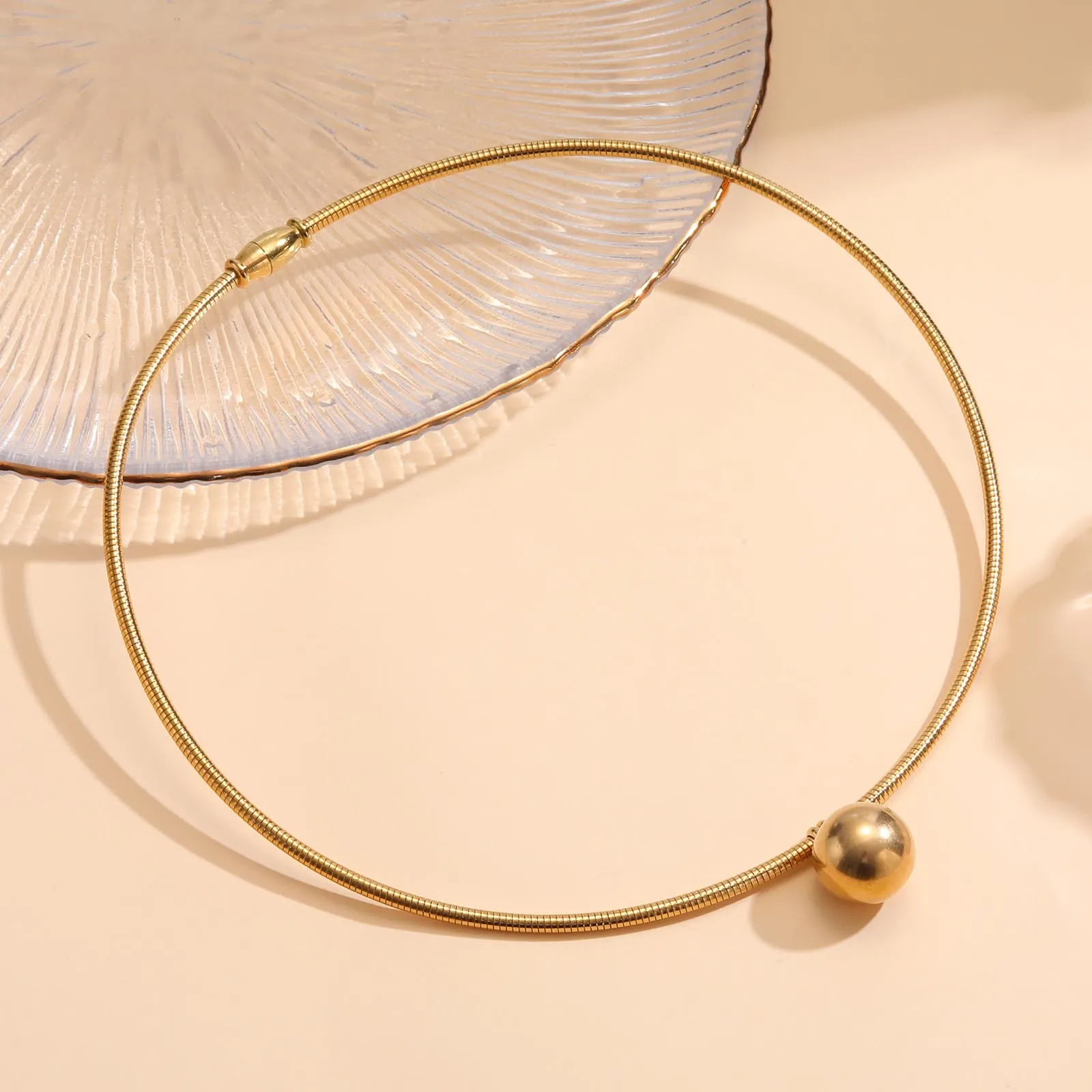 Runde Kugel Anhänger Edelstahl Chockers Sexy Halskette für Frauen Edelstahl Schmuck Mama Freundin Valentinstag Geschenk – Detail 3