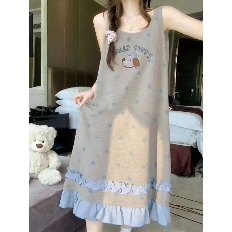 

Women's Short Sleeve Nightdress With Plaid Bow Casual Loose Homewear