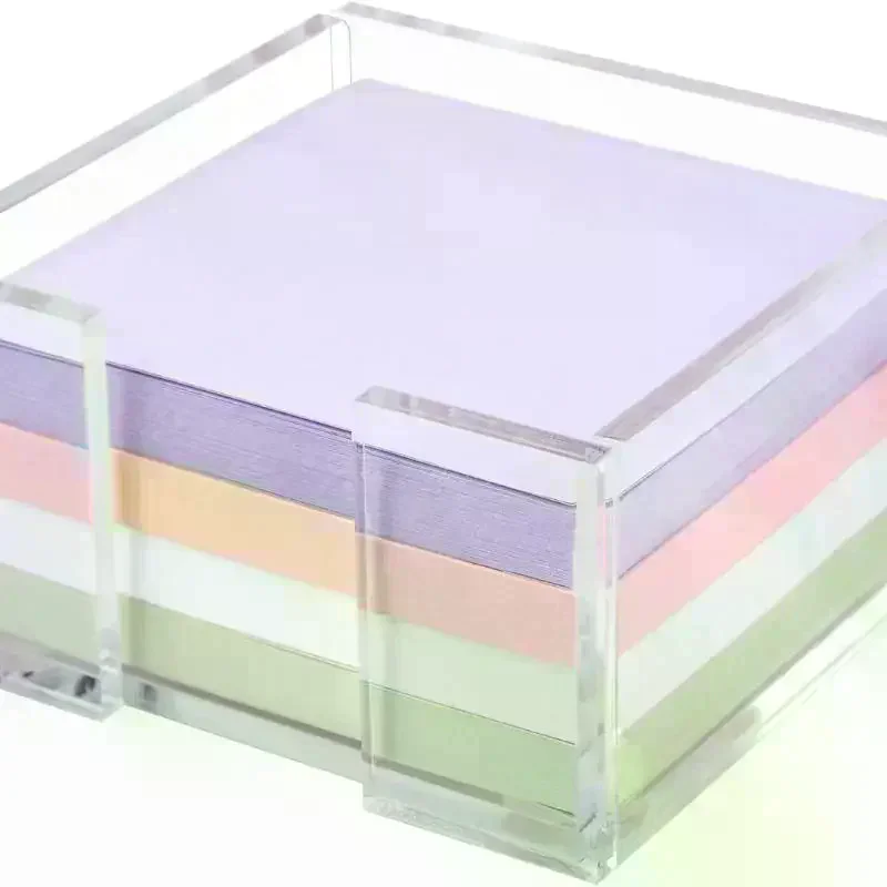 Transparent Sticky Note Holder Multi-Functional Crystal Clear Notepad Holder Desk Organization Portable Memo Note Dispenser