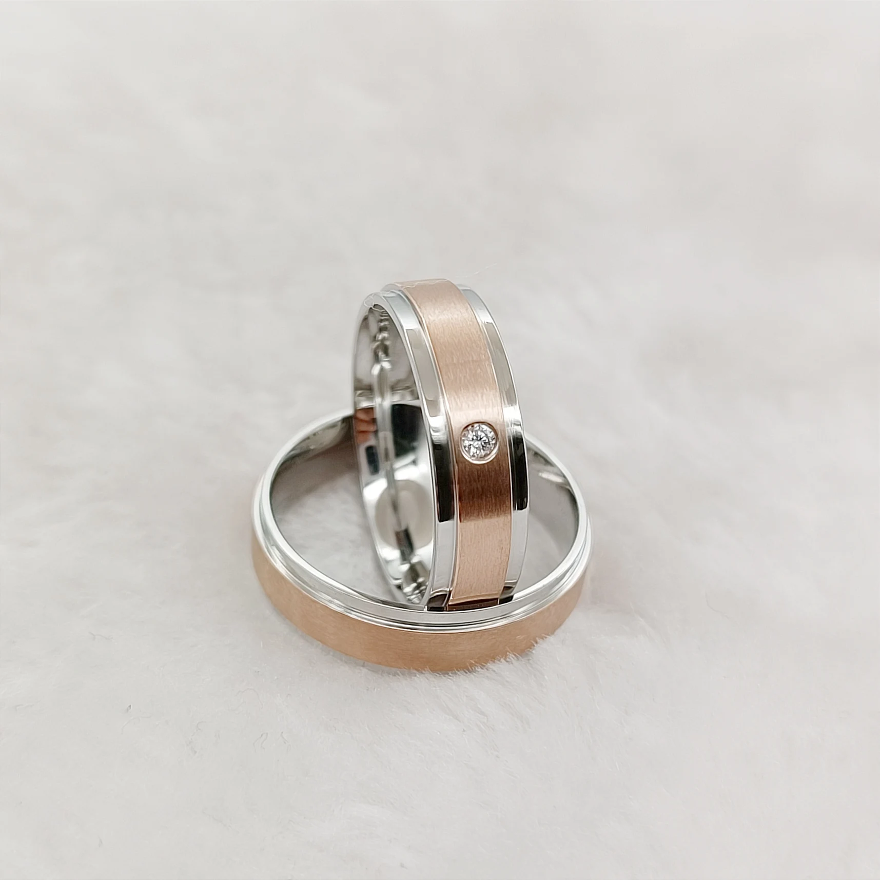 بأسعار معقولة اثنين من لهجة زوجين خواتم الزفاف مجوهرات التيتانيوم للجنسين خواتم الالتزام هدايا الحب الذكرى الحديثة #4