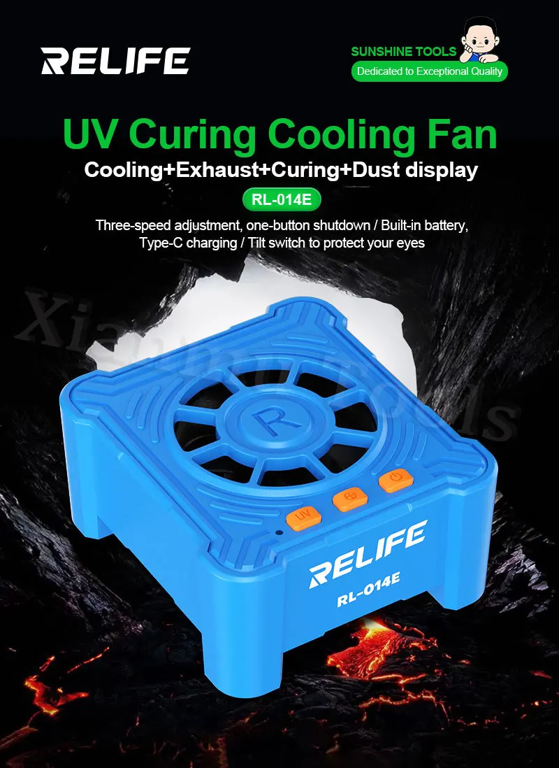 

RELIFE RL-014E UV Curing Lamp and Cooling Fan Heat Dissipation for Mobile Phone Tablet Motherboard Green Oil Curing Repair Tools