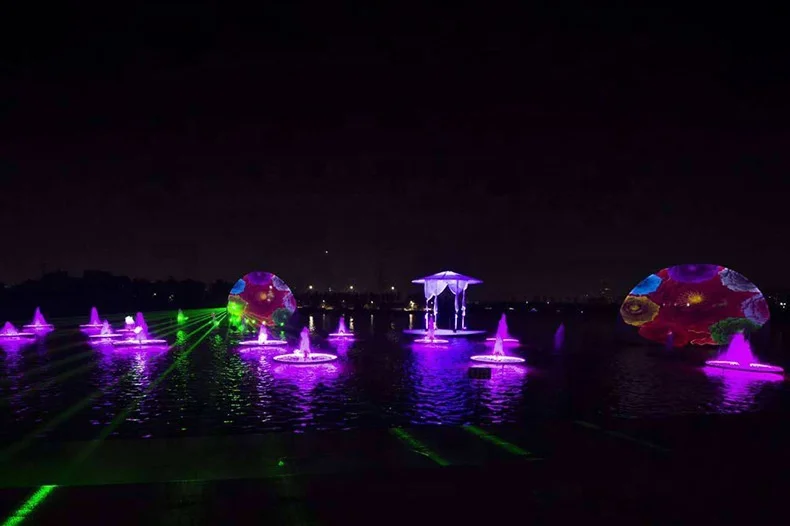 Landscape Lighting 800WColorful Floating Duckweed Light IP66 Waterproof Stainless Steel with DMX Control for Pond Fountain Light