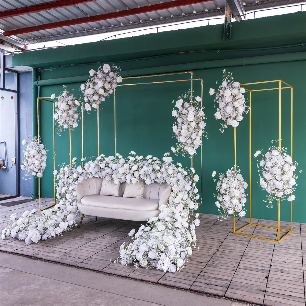 Wedding Decoration Customzied White Rose Gypsophila Baby Breath Floral Arrangement for Party Event Backdrop Decor Sofa Flowers