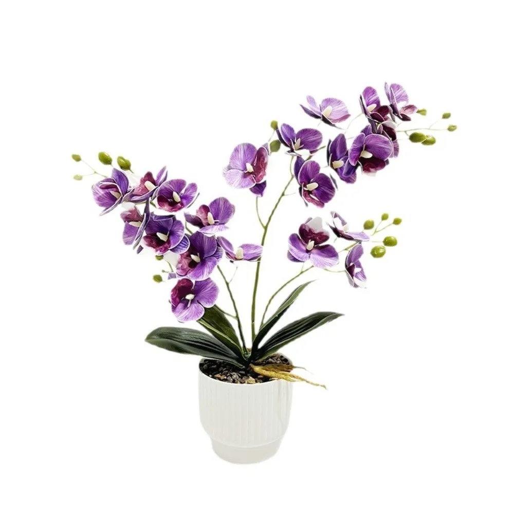 Multi-Bloom Künstliche Schmetterlingsorchidee Weiß im Blumentopf – Kunstblumen, künstliche Orchideen-Bonsai, DIY-Kunstpflanzen – Detail 4