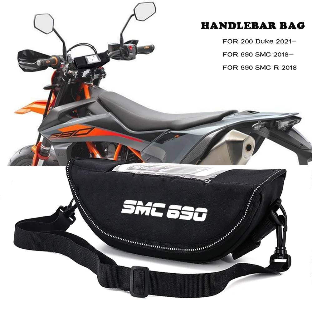 For 200 Duke 2021- 200 Duke 690 SMC R 2018 - 690 SMC Storage Bag Modern Waterproof Motorcycle Handlebar Travel Bag