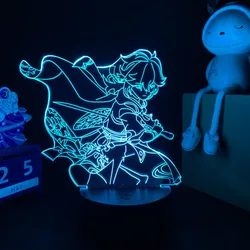 Newly Genshin Impact Night Light Yae Miko Game Figures Acrylic Stand Model 3D Table Lamp Kids Git Acrylic Bedside lamp