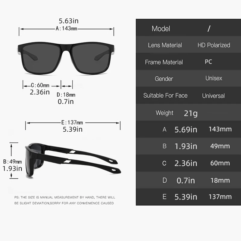 Herren Polarisierte Sonnenbrille Quadratisch Radsport Outdoor-Sport Sonnenbrille UV400 Schutz Photochrome Brillen – Detail 3