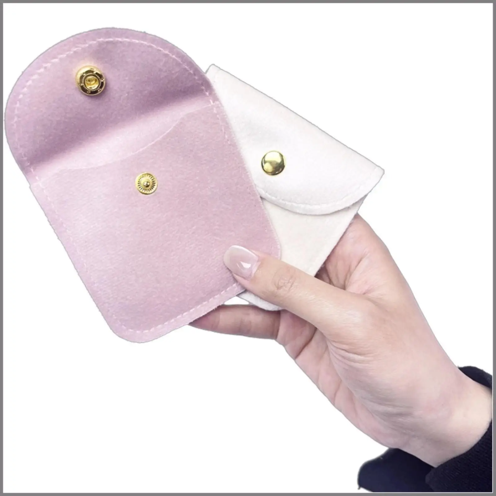1PC Snap Button Jewellery Pouch Soft Velvet Bag Envelope Bag Necklace Bracelet Storage Bag Wedding Gift Bags Packaging Bag