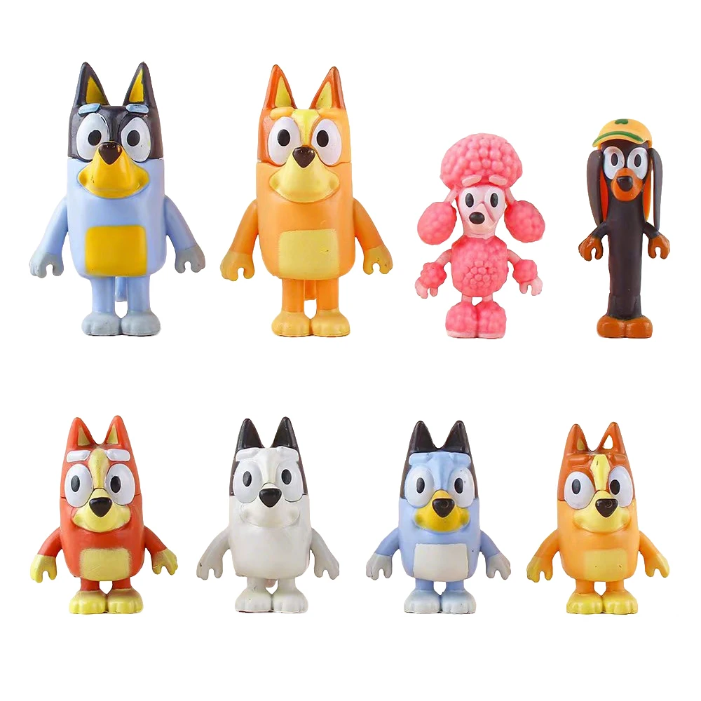 Juego de 8 Figuras de Acción de Bluey, Muñecas de Colección de los Personajes Christine, Bandit, Bingo, Chilli, Muffin, Brandy, Snickers y Coco, Regalo