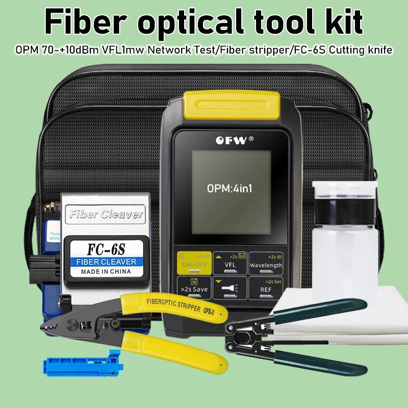 Fiber Optic Tool Kits 4in1 Optical Power Meter Visual Fault Locator VFL 10MW SKL-6C/FC-6S Fiber Cutting Knife FTTH Stripper