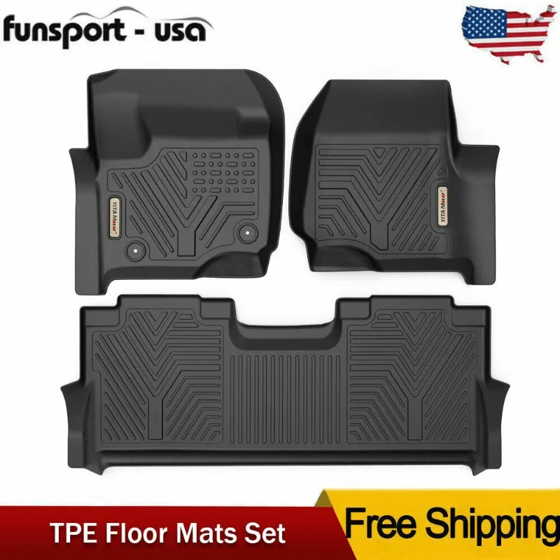 Floor Mats For 2017-2024 Ford F-250 F-450 Super Duty Crew Cab Waterproof Liners United States