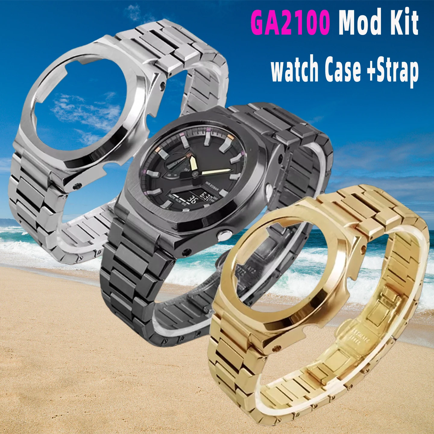 

GA2100 Mod Kit For Casio G-SHOCK GA-2100 ga-2110 GA B2100 watch Men Modified 316L Stainless Steel Case band Metal strap Brahband