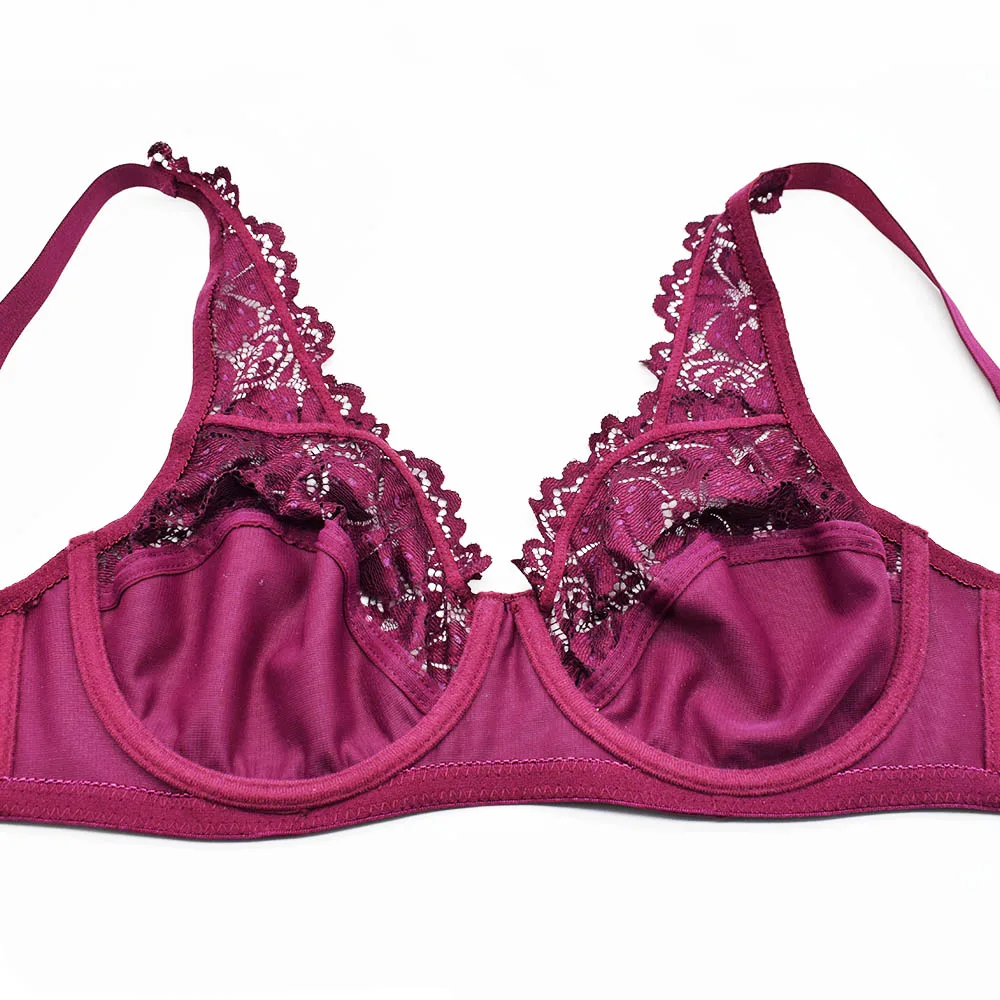 Soutien-gorge en dentelle pour femmes, grande taille, sous-vêtements à motifs délicats, Lingerie Sexy à armatures, Bh Tops B C D DD E F Cup