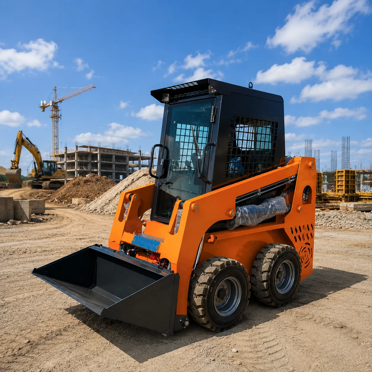 

CE Certified Euro 5 Wheel Skid Steer Loader Hydraulic Machine with Custom Attachment Options