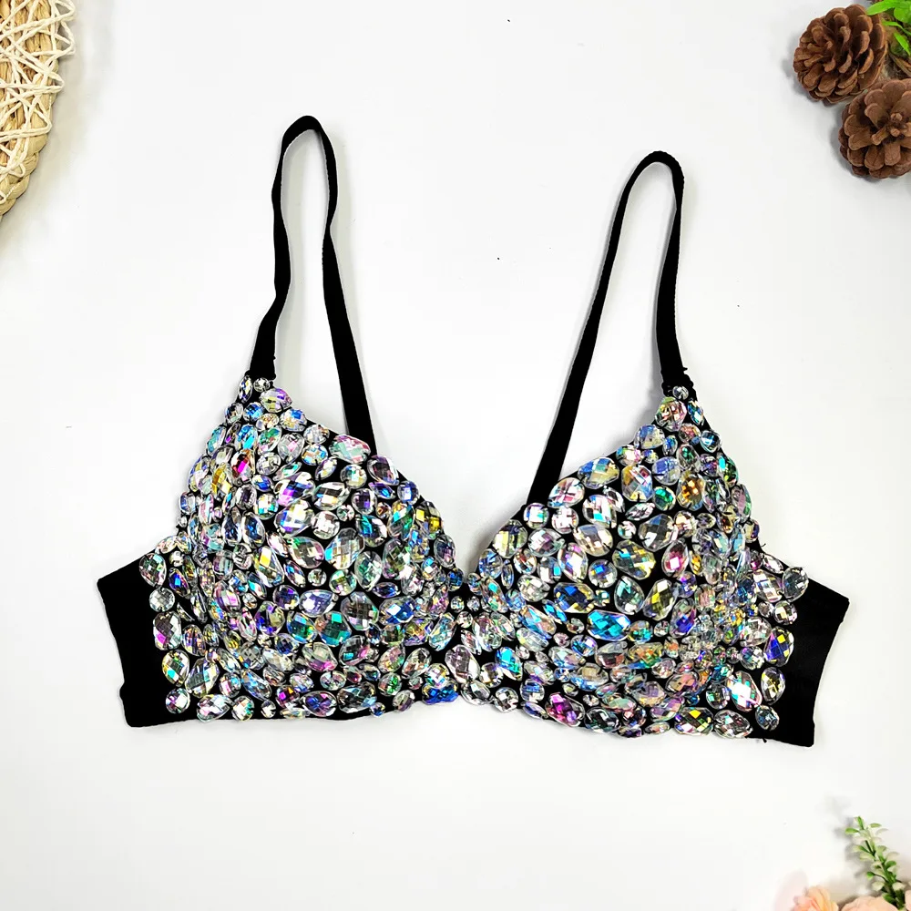 

New European And American Style Sparkling Diamond Studded Open Back Vest For Women, Slimming And Figure-Hugging Bodice