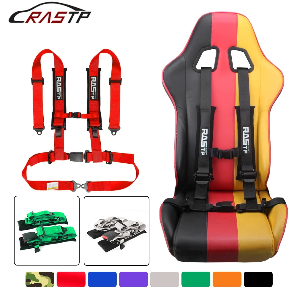 

RASTP-Universal 2-inch Four Point With Sponge Bolt Mounting Racing Seat Belt High Grade Strap Nylon Belts Safety Harness BAG091