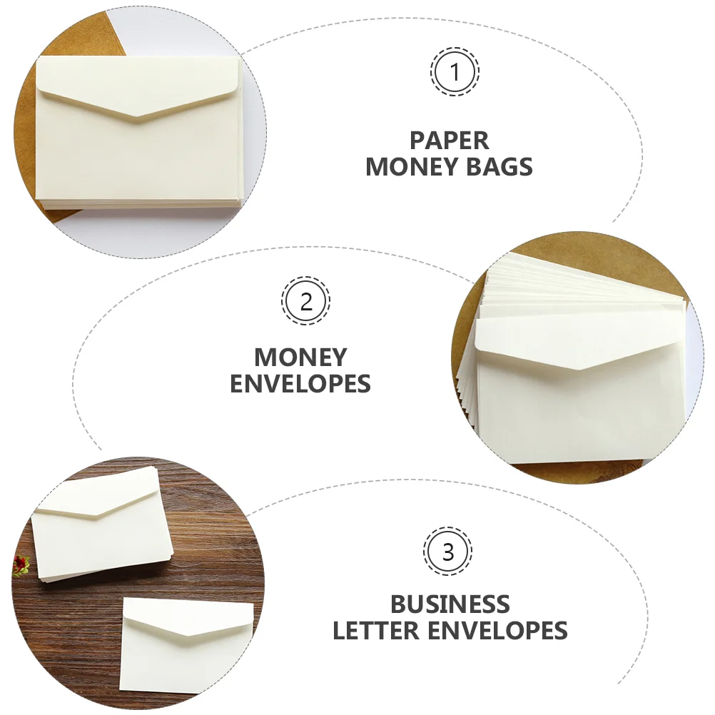 100 Pcs Card Envelopes Letter Packaging Mini Blank Gift Cash Storage Envelops Photo Cards Paper