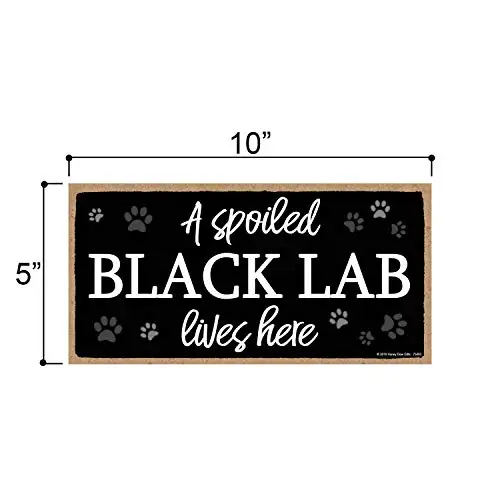 Honey Dew Gifts A Spoiled Black Lab Lives Here  Hanging Black Lab Decor, Wall Art, Decorative Wood Sign Home Decor, Black Lab Gi