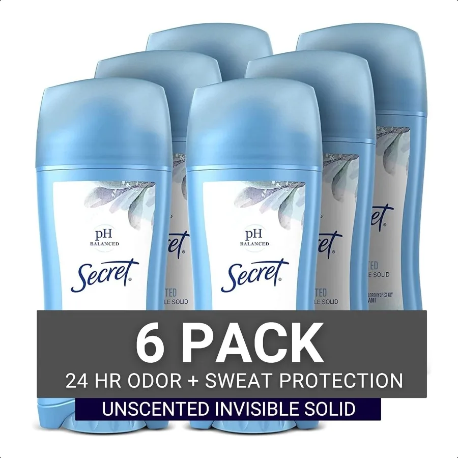 Secret Antiperspirant and Deodorant Women Original Unscented Invisible Solid pH Balanced 2.6 Oz Pack of 6